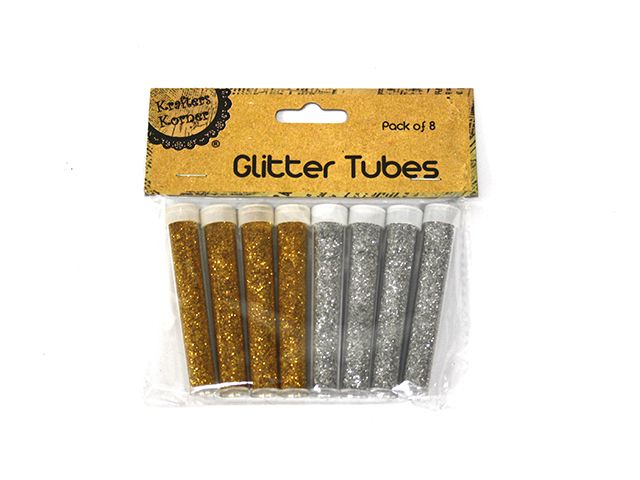 Glitter Tubes Fine 4 Gold & 4 Silver per Pack